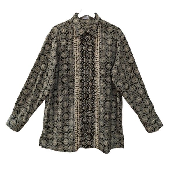 Bagutta Other - Bagutta Men's Gold & Black Geometric Pattern Button Down Shirt Size XL